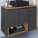 Ver imagem 2 de Gabinete Suspenso 80 Cm com Cuba Preta Bl9220 Mell Grafite Faem