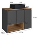 Ver imagem 4 de Gabinete Suspenso 80 Cm com Cuba Preta Bl9220 Mell Grafite Faem