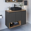Ver mais imagens de Gabinete Suspenso 80 Cm com Cuba Preta Bl9220 Mell Grafite Faem
