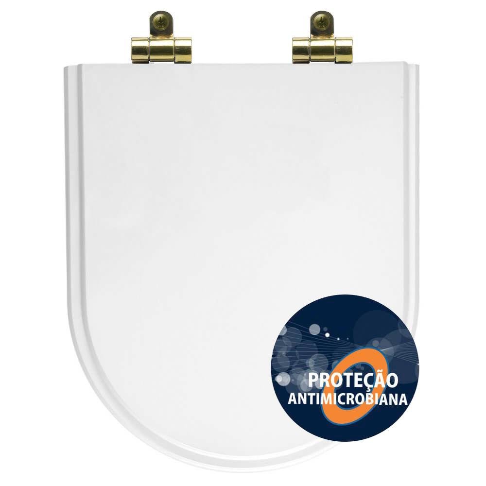 Tampa de Vaso Poliéster Antibactéria Fechamento Lento Level Branco para Louça Deca Ferragem - 1