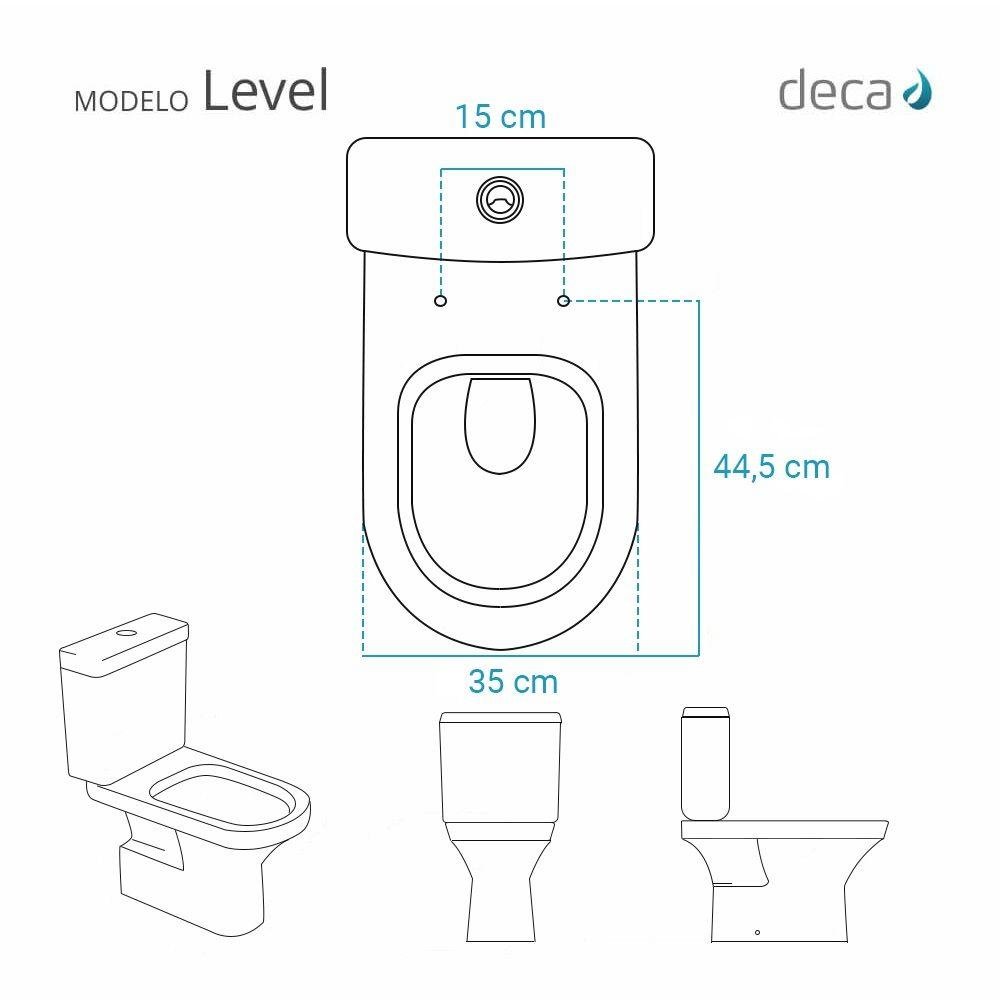 Tampa de Vaso Poliéster Antibactéria Fechamento Lento Level Branco para Louça Deca Ferragem - 3