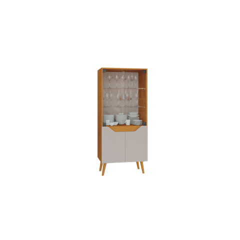 Cristaleira 4 Portas Plena Candian JCM Movelaria Cinamomo/Off White