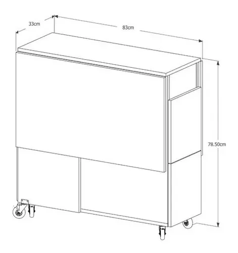 Mesa Jade de Jantar/Aparador Dobrável com Bancos:Castanho - 4