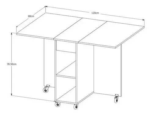 Mesa Jade de Jantar/Aparador Dobrável com Bancos:Castanho - 3