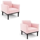 Ver imagem 1 de Poltrona Base Madeira Preto Kit 2 Maressa Suede Rosa Bebê - Ibiza