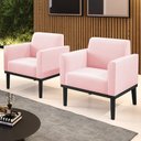 Ver imagem 2 de Poltrona Base Madeira Preto Kit 2 Maressa Suede Rosa Bebê - Ibiza