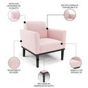 Ver imagem 3 de Poltrona Base Madeira Preto Kit 2 Maressa Suede Rosa Bebê - Ibiza