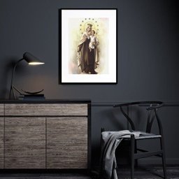 Quadro Decorativo Nossa Senhora do Carmo - 60x48cm:madeira Branca - 1