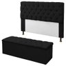 Kit Cabeceira + Calçadeira Baú Mirage Casal 140cm Suede Preto - DL Decor - 1