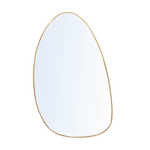 Espelho Lyor Orgânico com Borda de Metal Dourado 21cm X 35cm