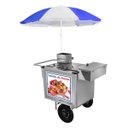 Ver imagem 1 de Carrinho de Salada de Frutas Inox com Guarda Sol Rodas Pneumáticas Cefaz