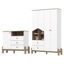 Ver imagem 1 de Jogo de Quarto Infantil Ternura Guarda Roupa e Cômoda Branco/jequitibá - Henn