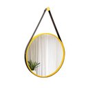 Ver imagem 1 de Espelho Decorativo Adnet Amarelo Alça Corino 60cm Redondo Alça Corino Preta
