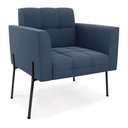 Ver imagem 4 de Sofá Namoradeira e Poltrona Pé de Ferro Preto para Sala Elisa Suede Azul Marinho D03 - D'Rossi