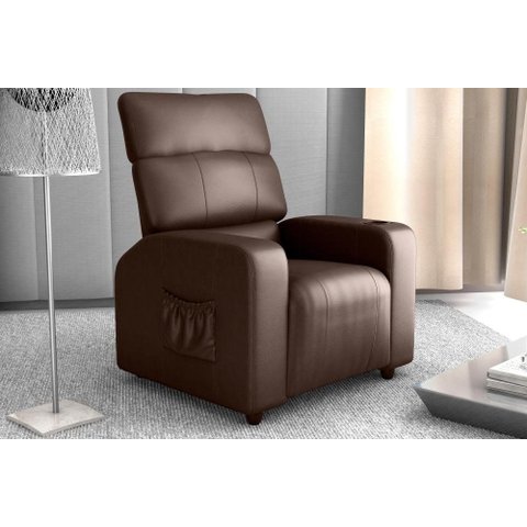 Poltrona Reclinável Sala Cadeira Mx 67 Pulse Sintetico Marrom Matrix Original