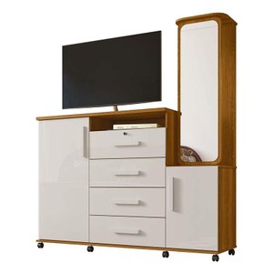 Cômoda Grande com Espelho Giratório 163cm Copacabana Lukaliam Freijo/off White
