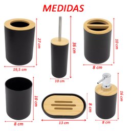 Kit 6 Peças para Lavabo Banheiro Moderno Plástico Abs Bambu - 5