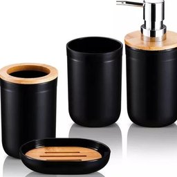 Kit 6 Peças para Lavabo Banheiro Moderno Plástico Abs Bambu - 4