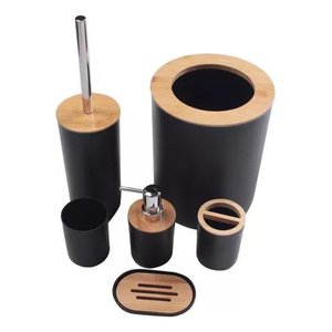 Kit 6 Peças para Lavabo Banheiro Moderno Plástico Abs Bambu