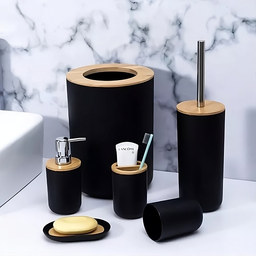 Kit 6 Peças para Lavabo Banheiro Moderno Plástico Abs Bambu - 2