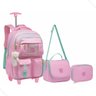 Kit Mochila Escolar de Rodinhas Infantil Lancheira + Estojo:rosa - 1