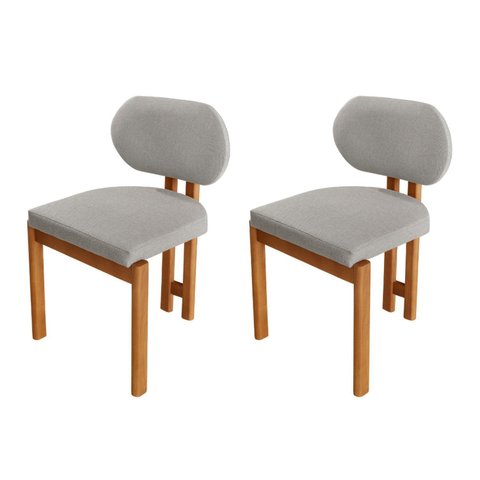 Conjunto com 2 Cadeiras em Madeira Tokyo Cinza/Luna/Imbuia Marrom