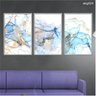 Kit 03 Quadros Decorativos - Marmore Azul E Dourado Abg024 Tela Canvas - KIT 3 quadros 60x80cm cada  - 1