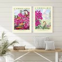 Ver imagem 2 de Kit 2 Quadros Passarinhos com Flores Rosas 24x18cm - com Vidro:moldura Preta