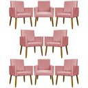 Ver imagem 1 de Kit 8 Poltronas Decorativas Mari Pé Palito Castanho - Rosê Suede