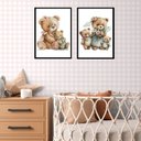 Ver imagem 1 de Kit 2 Quadros Quarto Bebê Ursinha Vintage 45x34cm:madeira Branca
