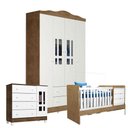 Ver imagem 1 de Quarto de Bebê Ariel 4 Portas com Berço Americano Multifuncional Cléo Branco Acetinado Amadeirado