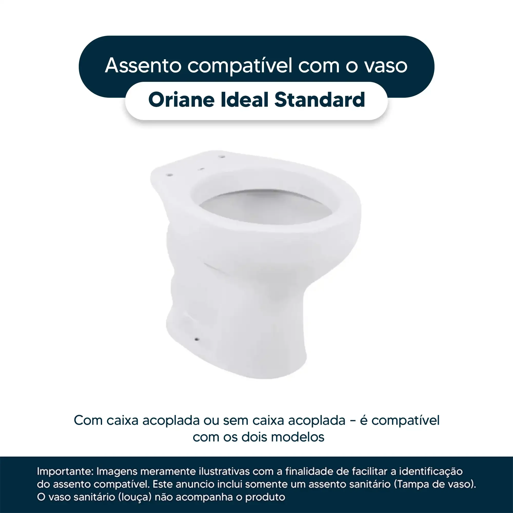 Tampa de Vaso Sanitário Almofadada Oriane Branco para bacia Ideal Standard - 4