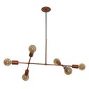 Ver imagem 1 de Lustre Pendente com 6 Braços (hastes) - Ideal para Mesa de Jantar Retangular Cor Cobre