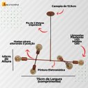 Ver imagem 3 de Lustre Pendente com 6 Braços (hastes) - Ideal para Mesa de Jantar Retangular Cor Cobre