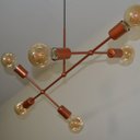 Ver imagem 2 de Lustre Pendente com 6 Braços (hastes) - Ideal para Mesa de Jantar Retangular Cor Cobre