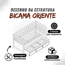 Bicama 3 Gavetas Oriente Cor Avelã + 2 Colchões Ortobom D28 - 8