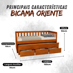 Bicama 3 Gavetas Oriente Cor Avelã + 2 Colchões Ortobom D28 - 5