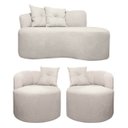 Ver imagem 1 de Conjunto para Sala Sofá 1,45 e 2 Poltronas Orgânicas Plaza Bouclê Bege Sofa Store