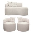 Ver imagem 1 de Conjunto para Sala Sofá 1,45 e 2 Poltronas Orgânicas Plaza Bouclê Bege Sofa Store