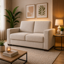 Ver imagem 1 de Sofá Namoradeira 2 Lugares Moderno Sala Confortável Recepção Linho:Linho Bege