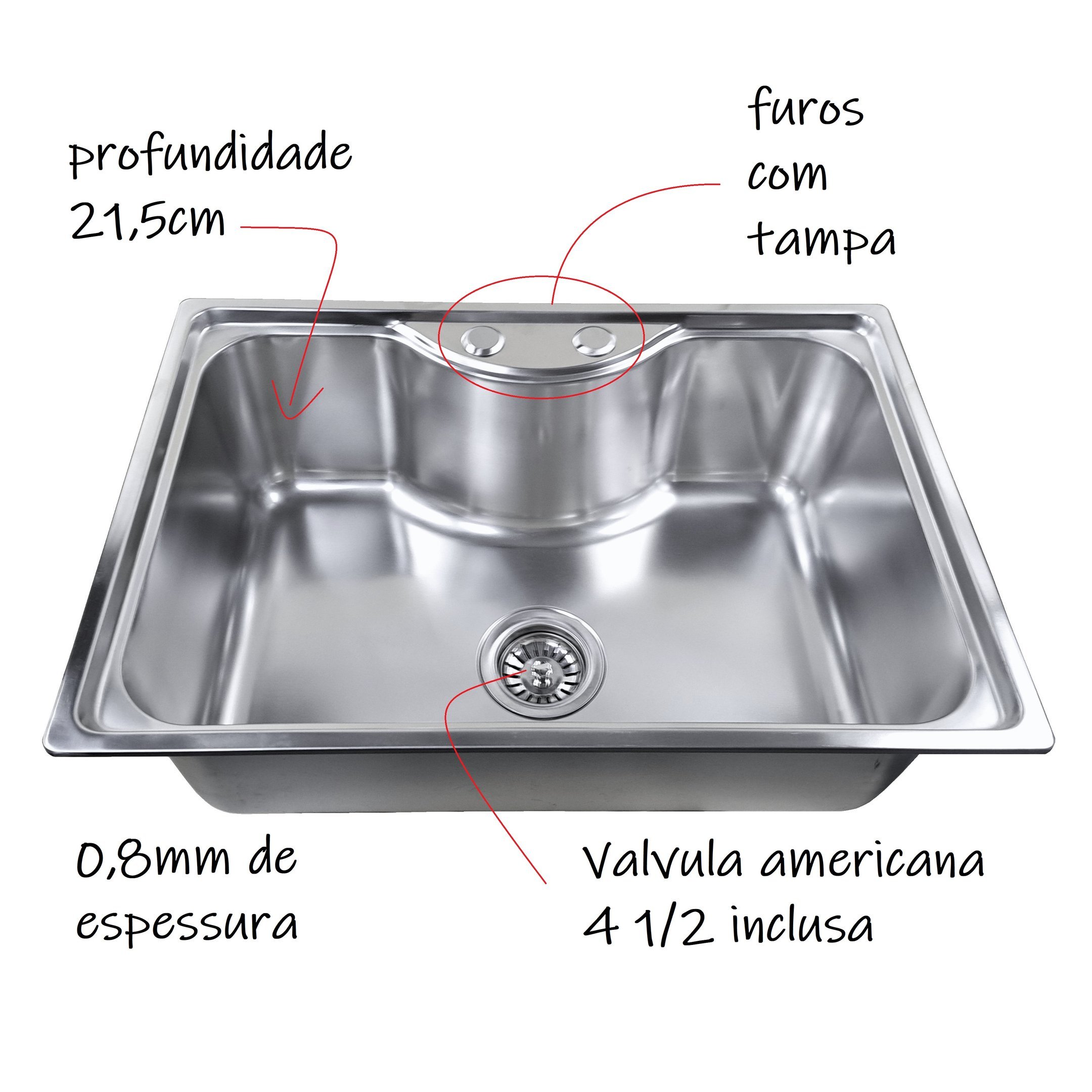 Cuba Inox Gourmet Fabrinox 65cm polida tabua cesto dosador - 2