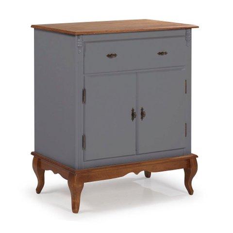 Balcão Buffet com 2 Portas e 1 Gavetas Pés Luis Xv 60629 Linz Móveis - Cinza/imbuia Glazer