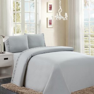 Jogo de Cama Casal 300 Fios com Bordado 4 peças Geometric