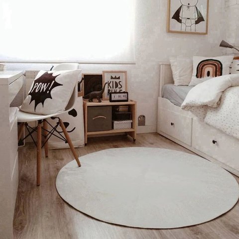 Tapete Boho Redondo Ø140cm Off White - Antiderrapante