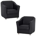 Ver imagem 1 de Kit 2 Poltronas Decorativa Reforçada Recepção Clinica Salão Courino Preto