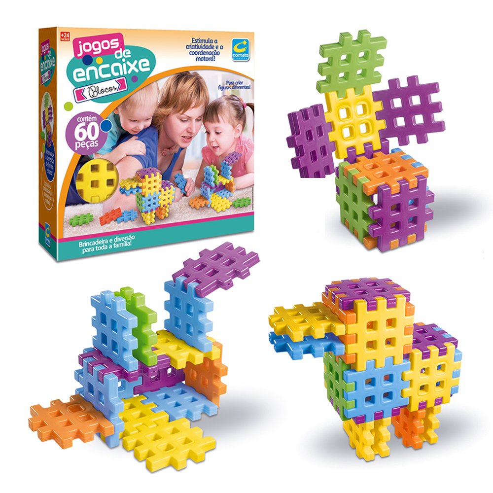 Brinquedo Educativo Blocos de Montar Cubos Junior 60 Peças em Promoção na  Americanas