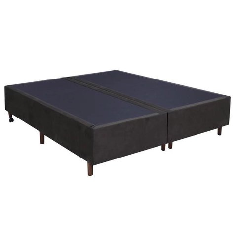 Base para Cama Box Casal Bipartido 158cm Suede Liso Love Story Hf Marrom- Gazin
