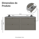 Ver imagem 4 de Rack para TV até 70 Polegadas 160cm 4 Gavetas Branco/Cinza Vik Madesa 04