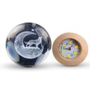 Ver imagem 5 de Luminária Abajur Globo Vidro Lobo Led Usb Enfeite Decorativo Esfera Vidro de 3d Base de Madeira