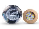 Ver imagem 5 de Luminária Abajur Globo Vidro Lobo Led Usb Enfeite Decorativo Esfera Vidro de 3d Base de Madeira